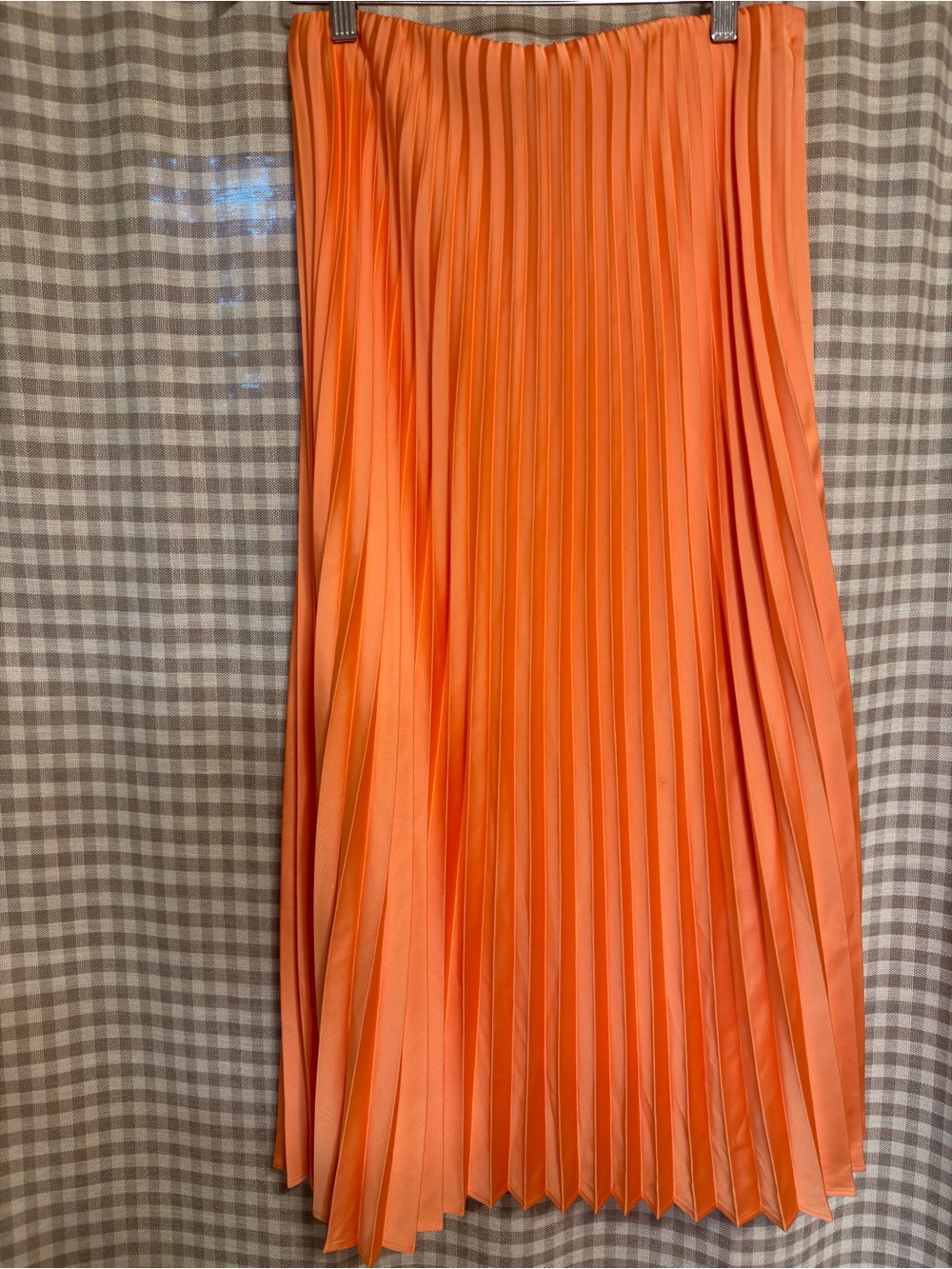J. Crew Bright Orange Pleated Midi Skirt